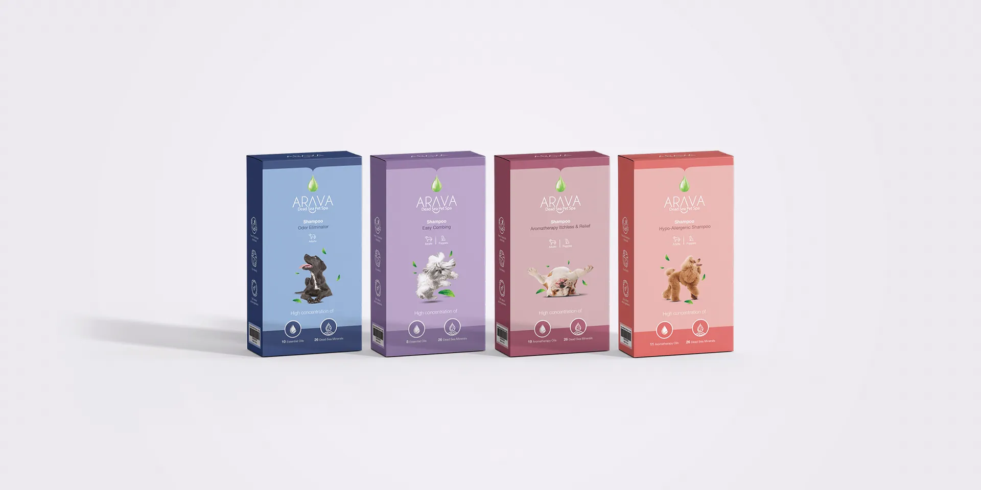 The shampoo range side by side