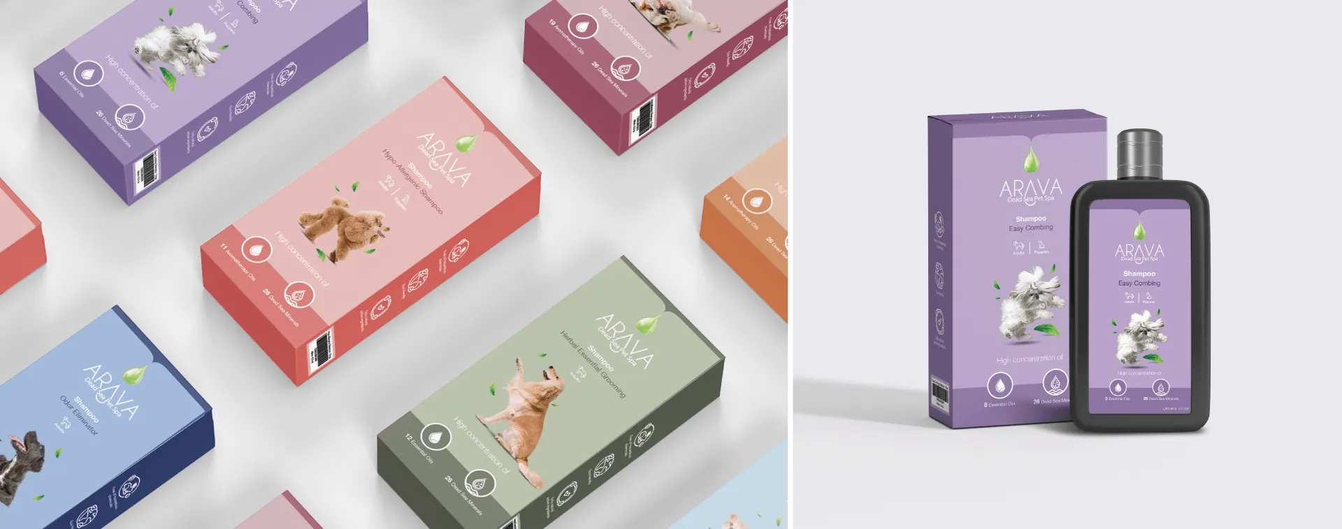 Shampoo boxes in the colour system