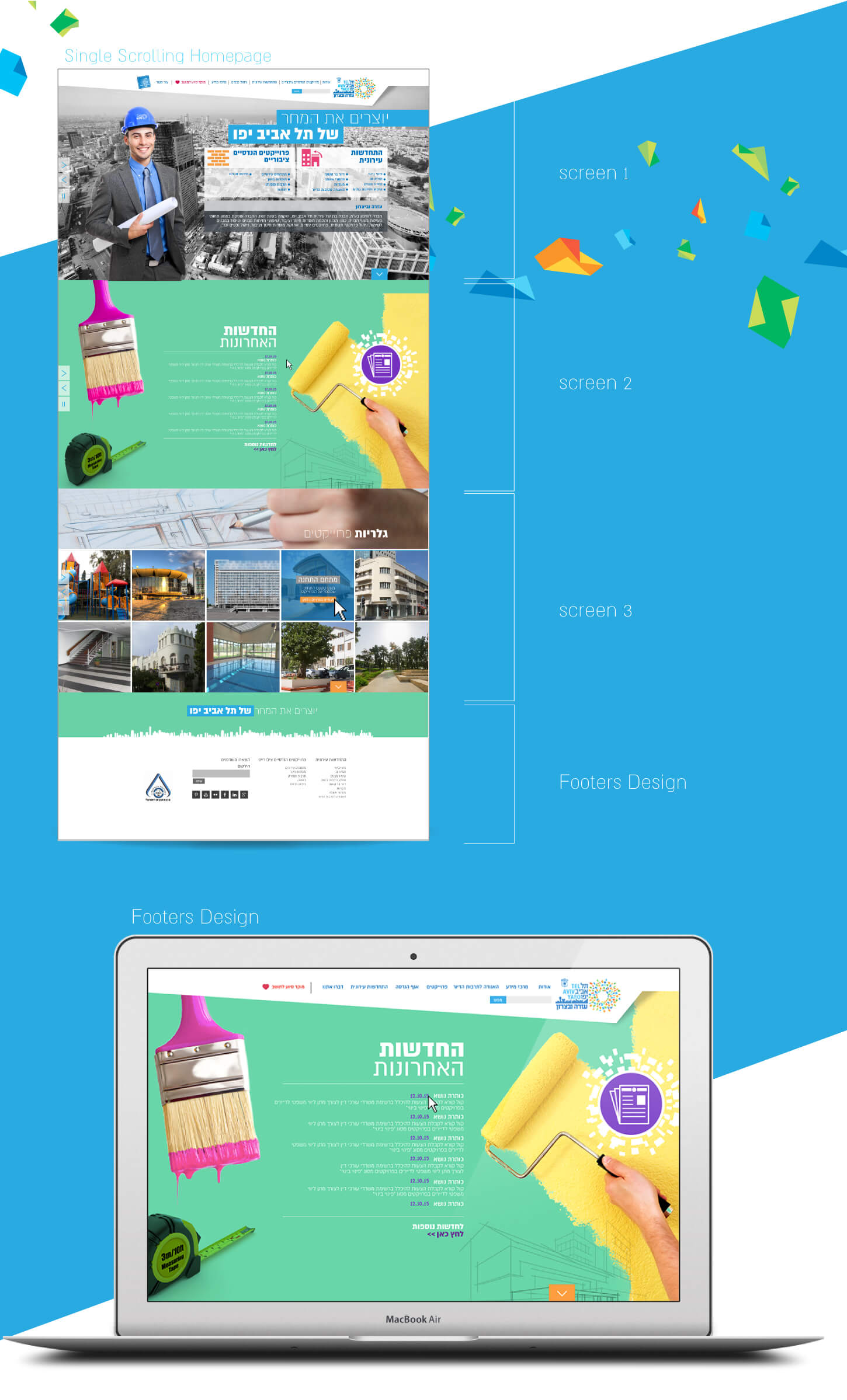 Single scrolling home page and footer design
