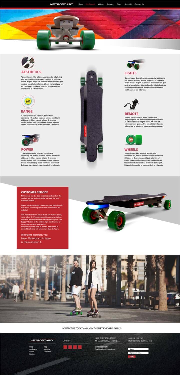 Metroboard 2016 website, product page