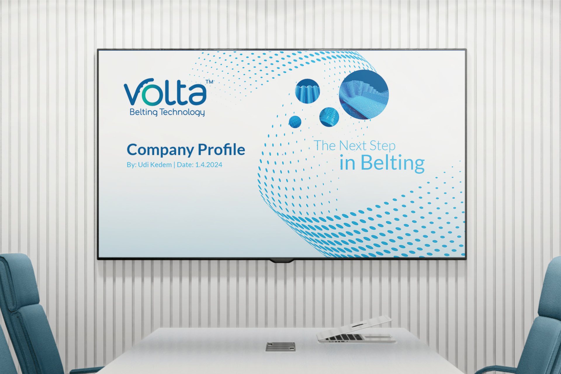 Company profile on screen